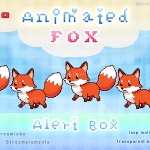 Cute Pixel Fox Marching Stream Alert | Animated Gifted Sub alert for Twitch Stream | Orange Fox Stream Alert