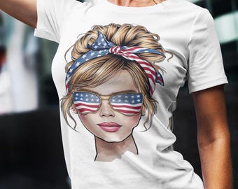 Vintage T-shirt met Amerikaanse vlag: patriottisch T-shirt 4 juli