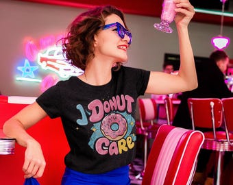 Grappig Donut-T-shirt: I Donut Care-shirt met print