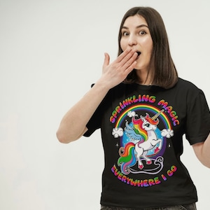 Whimsical Unicorn Tee - Sprinkling Magic Everywhere Graphic T-Shirt