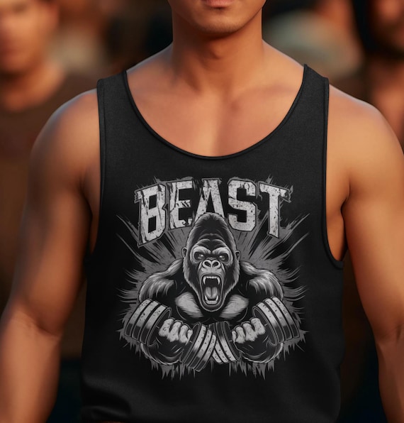Beast Workout Tank Top: Men's Gorilla Graphic Gym Apparel
