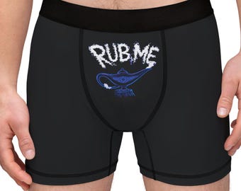 Men's Funny 'Rub Me' Boxer Briefs: Comfortable Underwear Gift