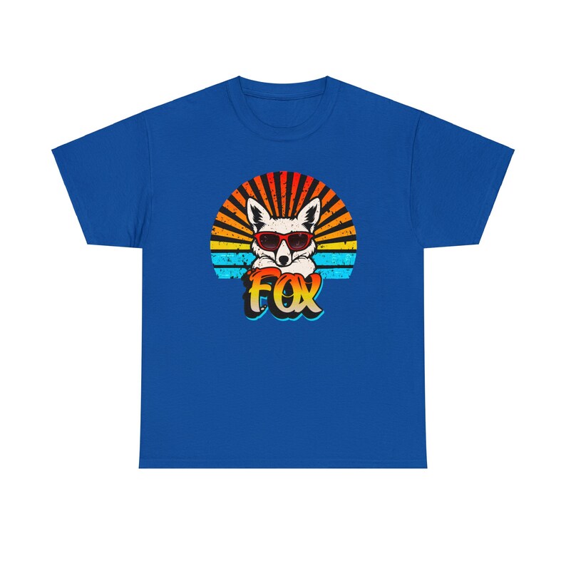 T-shirt graphique Funky Fox : lunettes de soleil rétro et rafale arc-en-ciel image 10
