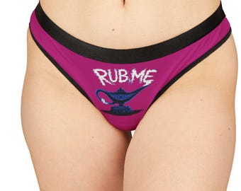 Funny Pink Thong Panties – 'Rub Me' Lamp Novelty Lingerie