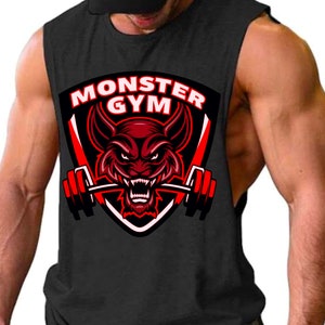 Rugged Monster Gym Tank Top - Men&#39;s Workout Sleeveless Shirt - Bodybuilding Fitness Apparel