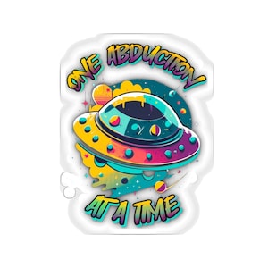Alien Abduction UFO Spaceship Vinyl Decal Sticker for Car Laptop Window