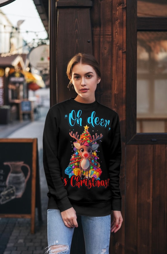 Pull Femme De Noel Pull De Noel Femme Moche Sweat-Shirt Col Rond Haut Pas Cher Noël Casual Sport Outdoor Basic Pullover à Manches Longues Oversize Hiver Chaud Mode Impression Noël Sweat Pull
