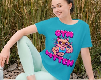 Funky Gym Kitten T-Shirt | Fitness Cat Lover Tee | Unique Workout Apparel