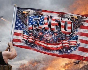 Patriotic Eagle Flag – FAFO American Veteran USA Pride Wall Art (100% Polyester)