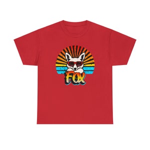 T-shirt graphique Funky Fox : lunettes de soleil rétro et rafale arc-en-ciel image 9