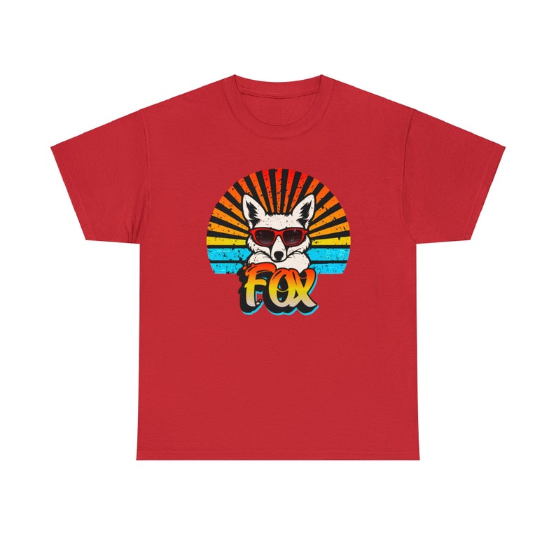 T-shirt graphique Funky Fox : lunettes de soleil rétro et rafale arc-en-ciel image 9