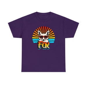 T-shirt graphique Funky Fox : lunettes de soleil rétro et rafale arc-en-ciel image 8