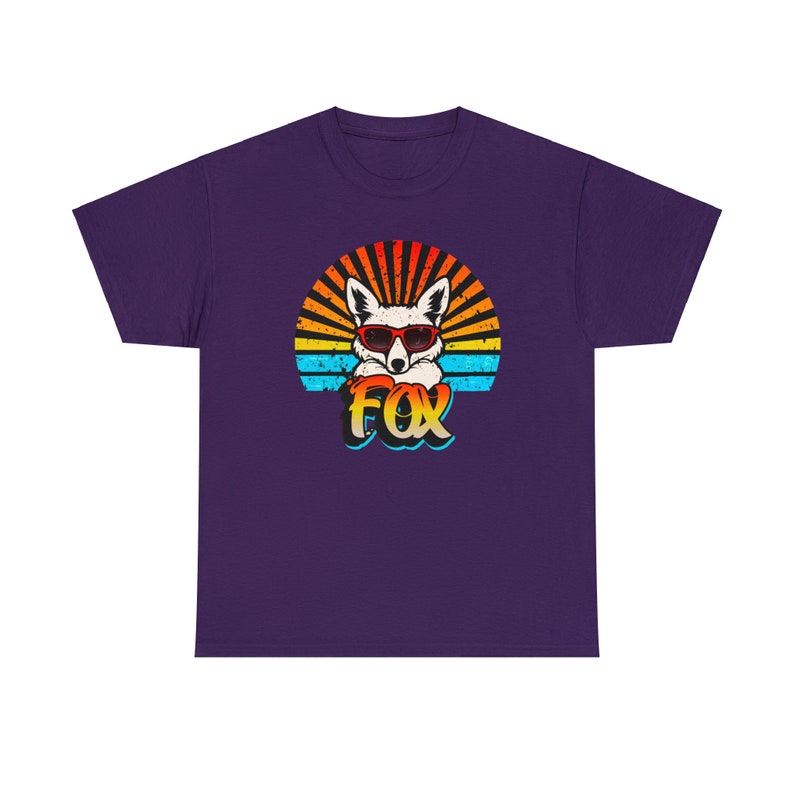 T-shirt graphique Funky Fox : lunettes de soleil rétro et rafale arc-en-ciel image 8
