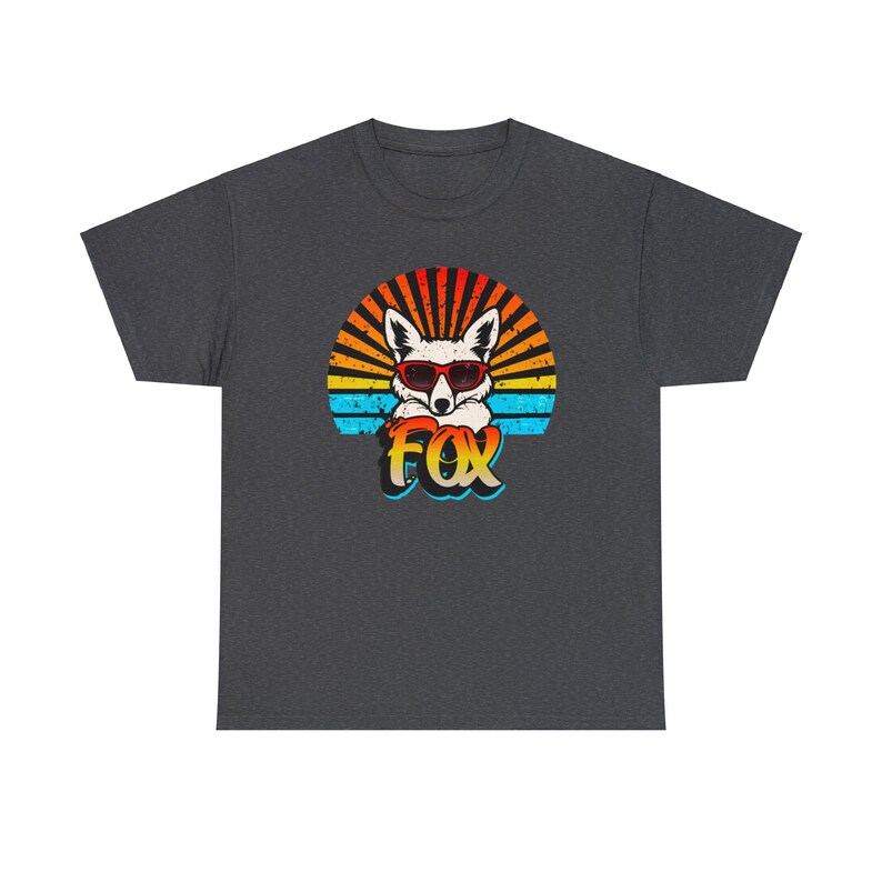 T-shirt graphique Funky Fox : lunettes de soleil rétro et rafale arc-en-ciel image 4