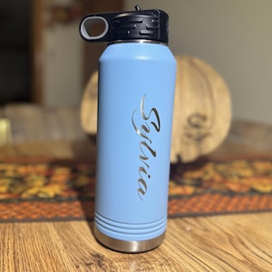 Personalized Laser Engraved Water Bottle, Custom Name Bottle, Stainless Steel Tumbler