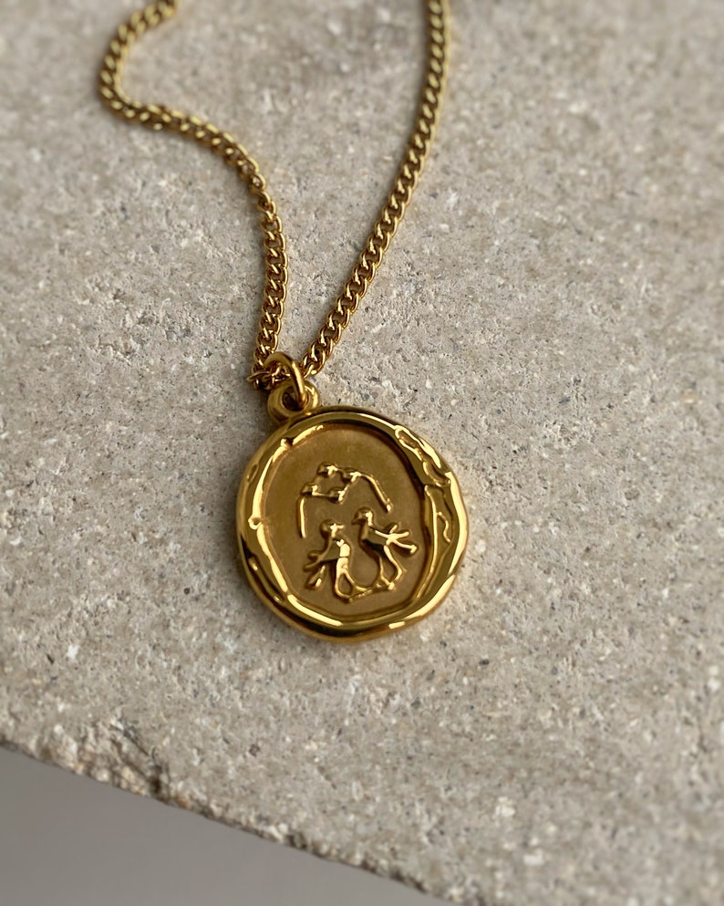 Coin Necklace, Waterproof Necklace, Waterproof Jewelry, Non Tarnish Jewelry, Coin Pendant Necklace, Gold Pendant Necklace, Woman's Necklace image 2