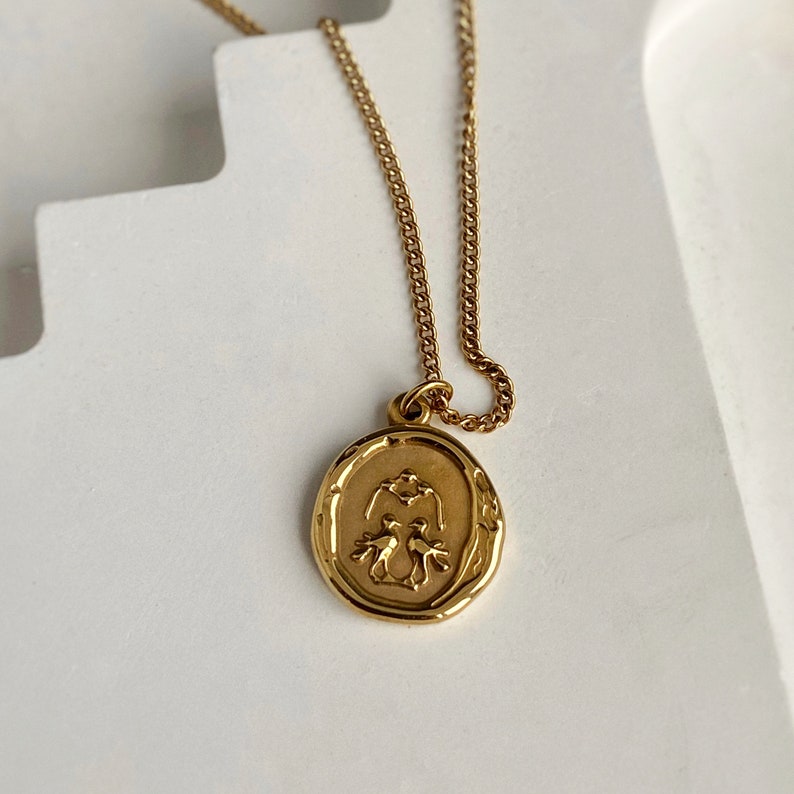 Coin Necklace, Waterproof Necklace, Waterproof Jewelry, Non Tarnish Jewelry, Coin Pendant Necklace, Gold Pendant Necklace, Woman's Necklace image 1