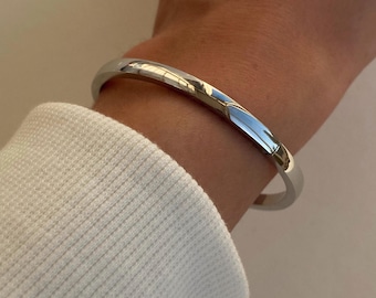Silverly Bracciale Rigido In Argento Sterling 925 – Sottile E Piatto, Impilabile, Classico – Regalo Per Donna Con Panno Lucidante - 2