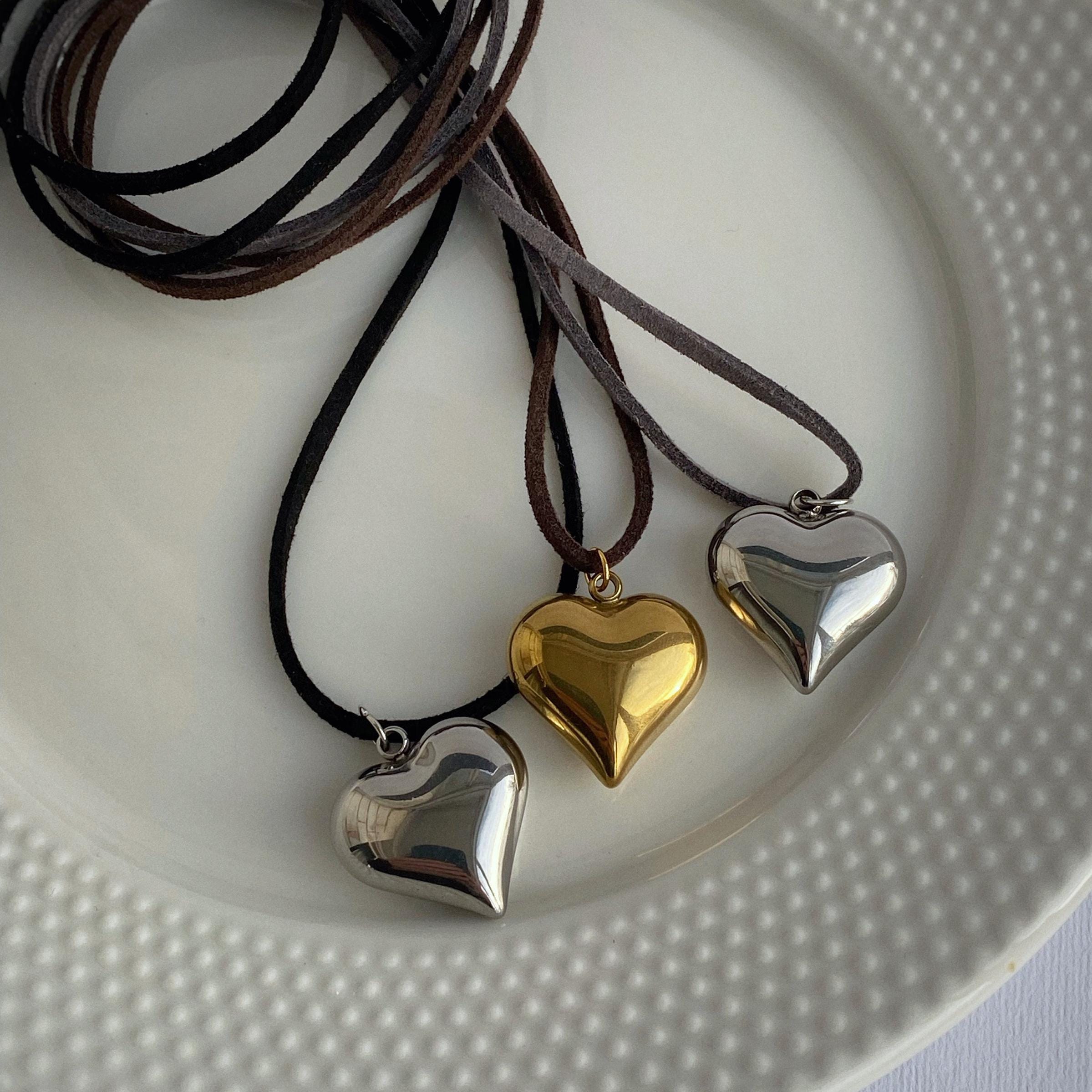 シルバーパフィーハート - Etsy 日本