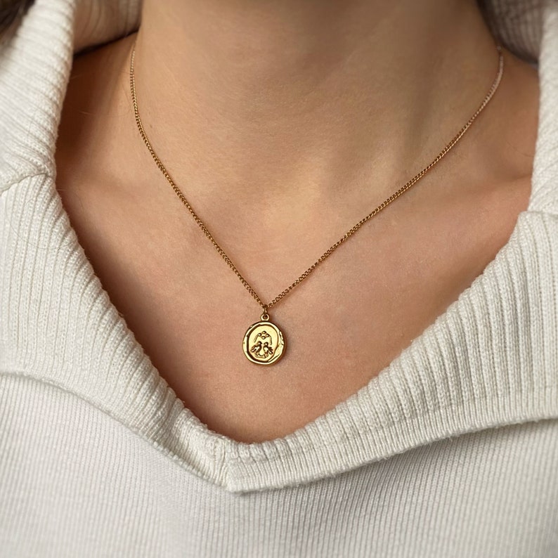 Coin Necklace, Waterproof Necklace, Waterproof Jewelry, Non Tarnish Jewelry, Coin Pendant Necklace, Gold Pendant Necklace, Woman's Necklace image 5