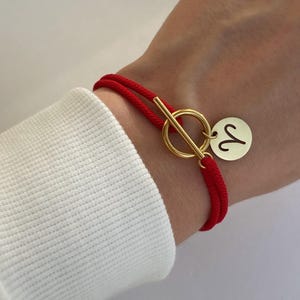 Red Cord Bracelet, Lucky Red Rope Bracelet, Adjustable String Rope Zodiac Bracelet, Gold Elegant Protection Jewelry, Astrology Lover Gift