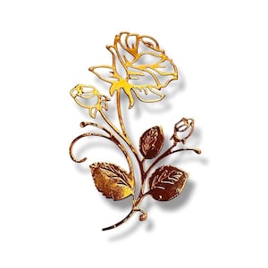 Sticker décoratif adhésif en feuille de cuivre - fleur de rose - idéal pour le vitrail et le thermocollant !