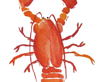 Watercolor Red Lobster Digital Graphic