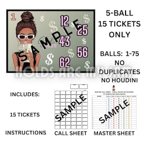 Bingo Holds - 15 Tickets - 5-Ball (No Duplicates & No Houdini)