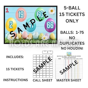 Bingo Holds - 15 ingressos - 5 bolas (sem duplicatas e sem Houdini) Páscoa