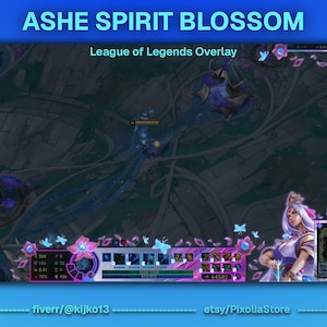 Ashe Spirit Blossom League of Legends Stream Overlay: Pink & Blue