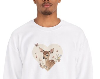 bambi shirt, bambi sweatshirt, Fawn with butterflies, whimsical Sweater, Coquette aesthetic, Coquette sweater, cute sweater