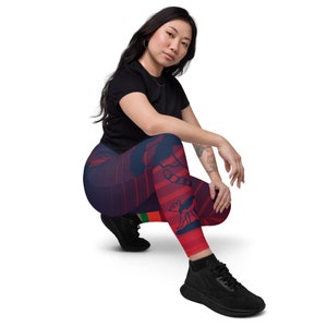 Lemur Love - Crossover leggings with pockets: Perfect for a lemur enthusiast, Madagascar fan or nature lover.  Whimsical animal art + design