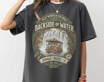 Retro Disney shirt wereldwonder achterkant water, Mickey en vrienden jungle cruise vakantie T-shirt, Disney Wild Life expeditie shirts