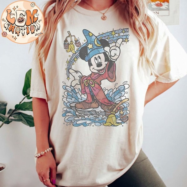 Disney Fantasia Sorcerer Comfort Color Shirt, Mickey Mouse Magic Wizard Retro Shirt, Magic Kingdom Shirt, Disney Trip Shirt, Family Shirt