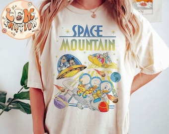 Camicia vintage anni '90 Space Mountain Comfort Colors, Camicia retrò di Topolino e Amici, Camicie Disneyworld, Camicia Magic Kingdom, Camicie Viaggio Disney