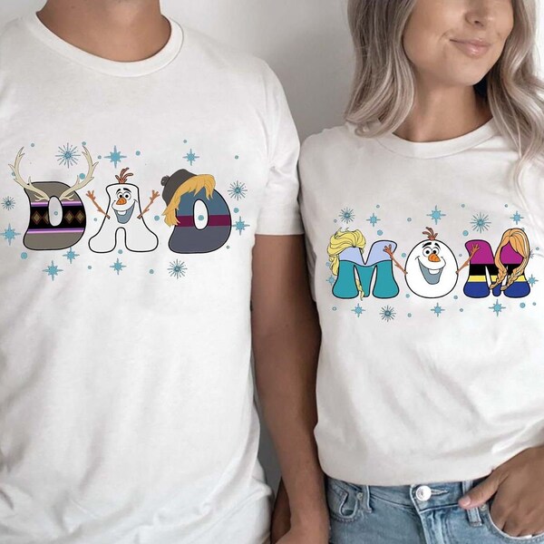 Custom Frozen Mom And Dad Shirt, Olaf Anna Elsa T-shirt, Best Gift For Dad And Mom Disney Trip Family Shirt, Disney World Group Shirt,