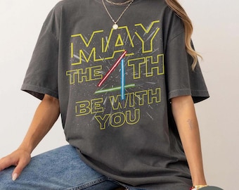 Retro Star Wars May The 4th Be With You 2025 Lightsabers Shirt, Galaxy's Edge May the Force be with you, Disneyworld Shirt, Disney Trip Tee