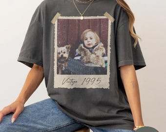 Custom Vintage Photo And Year Shirt, Personalized 30th Birthday Gift, Retro Est. Year Tee, Custom Picture Shirts, Vintage Birthday Party Tee