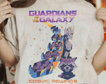 Guardians Of The Galaxy Cosmic Rewind Shirt, Rocket Raccoon Groot T-shirt, Marvel Superhero Tee, Funny Disney Outfit, Disney Family Trip