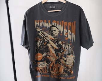 Retro Michael Myers Halloween Comfort Colors Shirt, Horror Movie Shirt, Myers Thriller Friday the 13th Horror Shirt, Vintage Halloween Trip