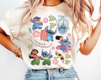 Retro Disney Stitch Coquette Comfort Color Shirt, Disney Watercolor Castle Shirt, Disney Castle Shirt, Disney Vacation Shirt, Magic Kingdom