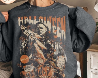 Vintage Michael Myers Halloween Sweatshirt, Horror Movie Shirt, Myers Thriller Friday the 13th Horror T-Shirt, Retro Halloween Sweatshirt