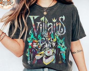 Retro Charaktere Maleficent Ursula Böse Königin Hades Shirt, Disney Schurken Shirt, Magic Kingdom T-Shirt, Disney Trip 2025 T-Shirt