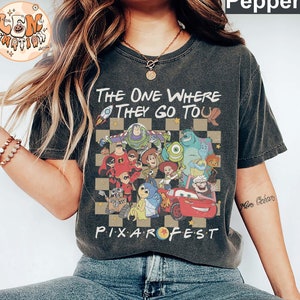 Camiseta retro de personajes de Disney Pixar, camiseta vintage de The One Where They Go To Pixar Fest, camiseta de Disneyland Pixar Fest 2025, camisetas de Disney Pixar Pier