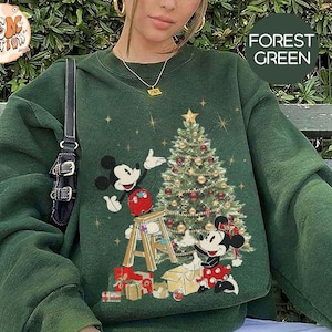 Retro Mickey Minnie Under Christmas Tree Sweatshirt, Disney Mouse Christmas Sweatshirt, Disney Christmas Couple Sweatshirt, Disneyland Shirt