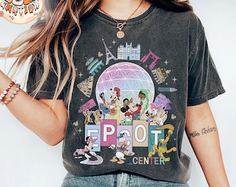 Vintage Mickey and Friends Disney Epcot Shirt, Disney Epcot World Tour 1982, WDW Disneyland Family Vacation 2025, Drinking around the World
