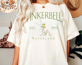 Camisa retro Disney Tinker Bell Comfort Colors, camiseta Tinkerbell 1953 Neverland, camiseta de vacaciones de Disney, princesa Disney, camisas de Disneyworld