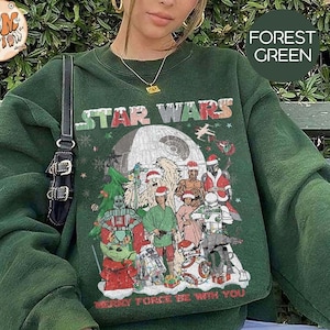 Retro Disney Star Wars Christmas Shirt, Merry Force Be With You Galaxy's Edge Holiday Christmas Tree, Family Christmas Shirt, Christmas Gift