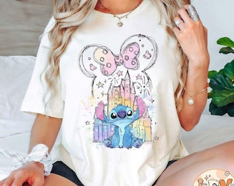 Camiseta retro de Stitch, camiseta de Disney Stitch, camiseta de Stitch Disneyworld, camisetas de vacaciones de Disney, camiseta de Disney Castle, camiseta de Magic Kingdom