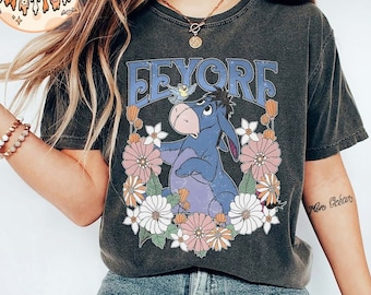 Retro Disney Eeyore Comfort Colors Shirt, Eeyore Winnie The Pooh Sweatshirt, Eeyore Floral Shirt, Disneyland, Disney Family Trip 2024 Shirts